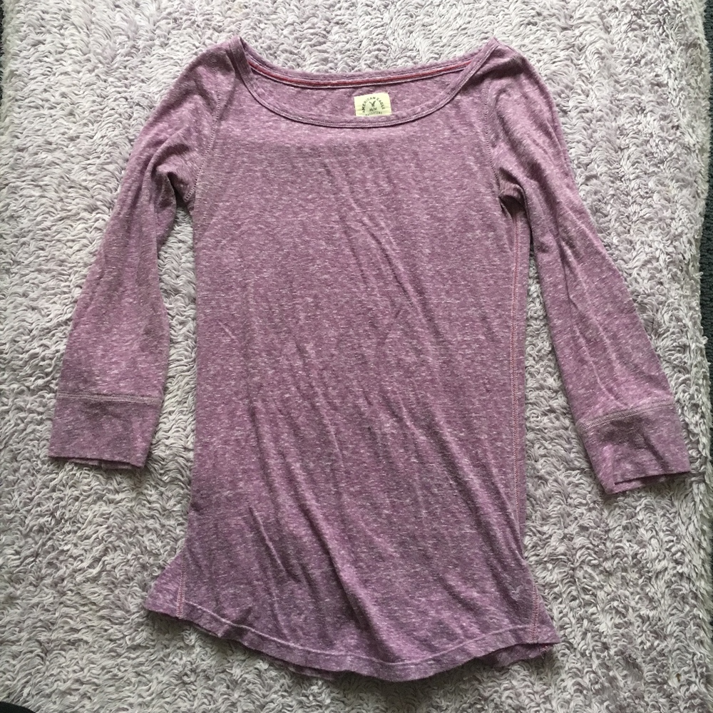 AEO Purple Cropped Sleeved Shirt